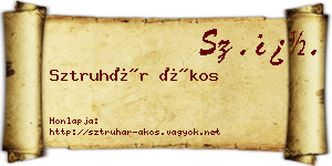 Sztruhár Ákos névjegykártya